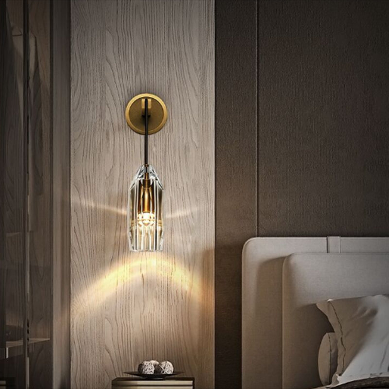 Geometric Shape Crystal Wall Sconces Modern 1 Light Wall Mount Light Fixture in Brass