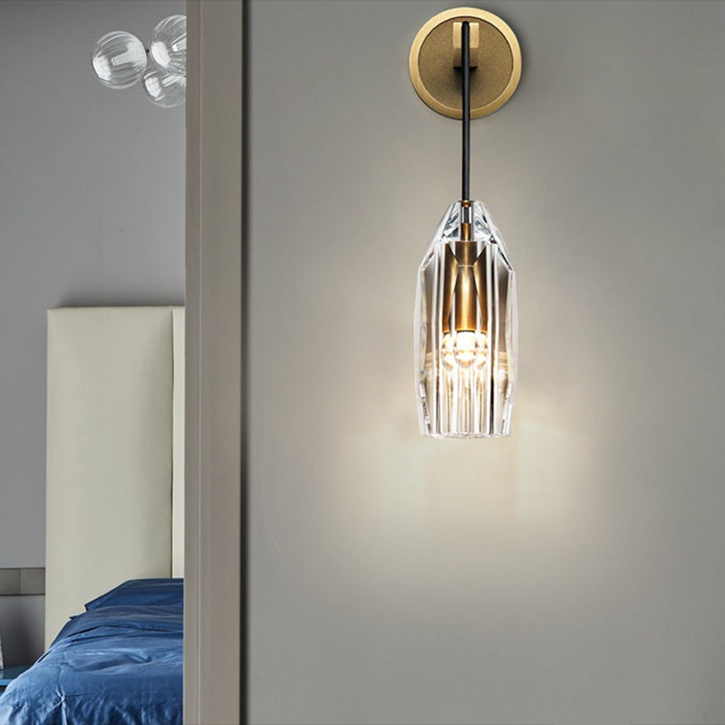 Geometric Shape Crystal Wall Sconces Modern 1 Light Wall Mount Light Fixture in Brass