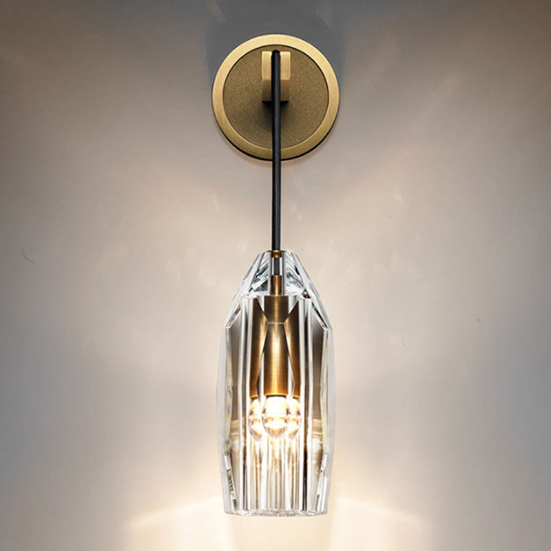 Geometric Shape Crystal Wall Sconces Modern 1 Light Wall Mount Light Fixture in Brass