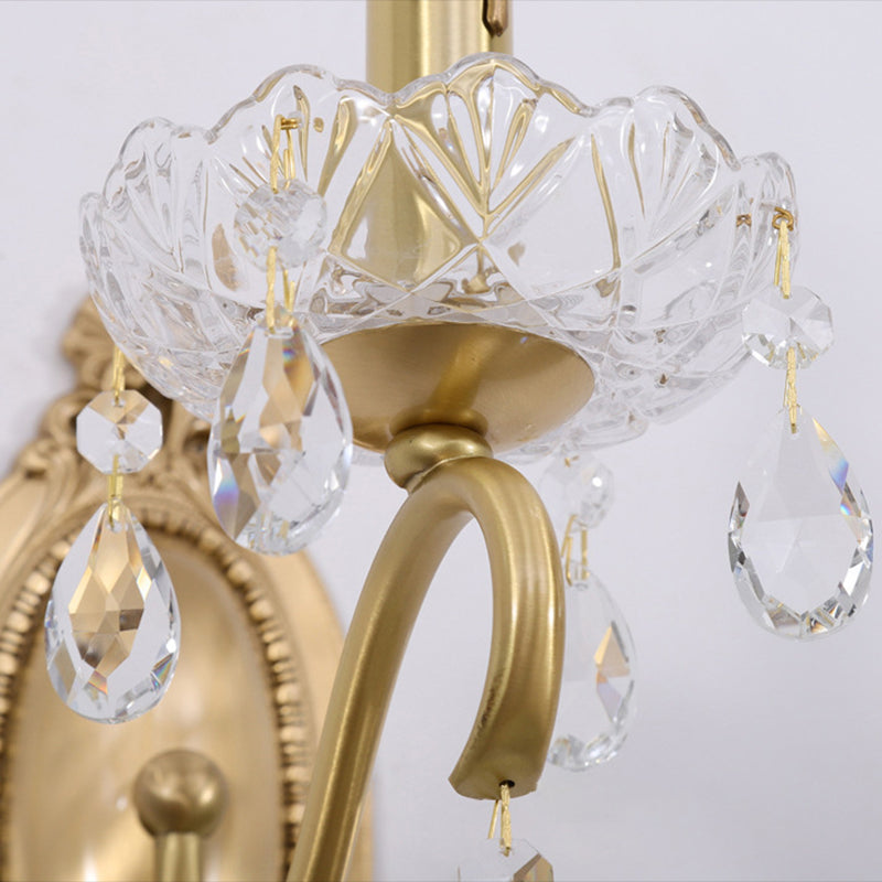 Candle Shape Crystal Wall Sconces Modern 1/2 Light Wall Mount Light Fixture in Gold