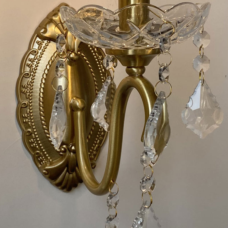 Candle Shape Crystal Wall Sconces Modern 1/2 Light Wall Mount Light Fixture in Gold