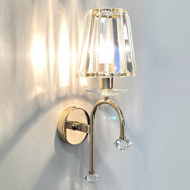 Geometric Shape Crystal Wall Sconces Modern 1 Light Wall Mount Light Fixture in Gold