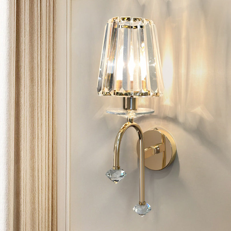 Geometric Shape Crystal Wall Sconces Modern 1 Light Wall Mount Light Fixture in Gold