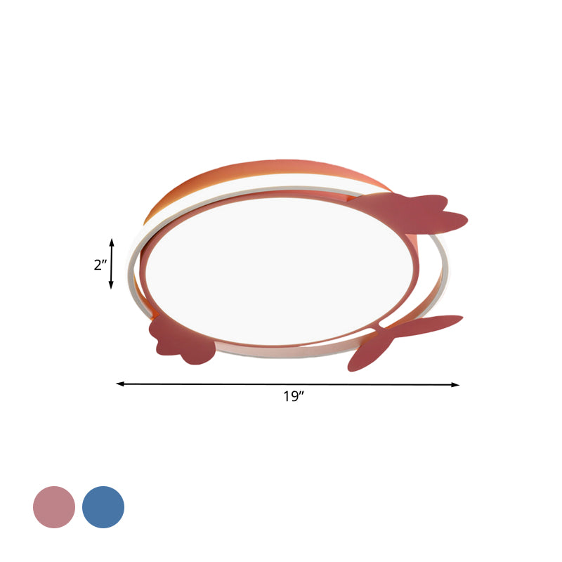 Nordic Style Bird Shaped Ceiling Light Fixture Acrylic LED Bedroom Flush Mount in Pink/Blue