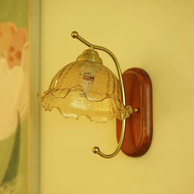 Modern Glass Wall Mounted Lamp Wooden Wall Lights for Bedroom