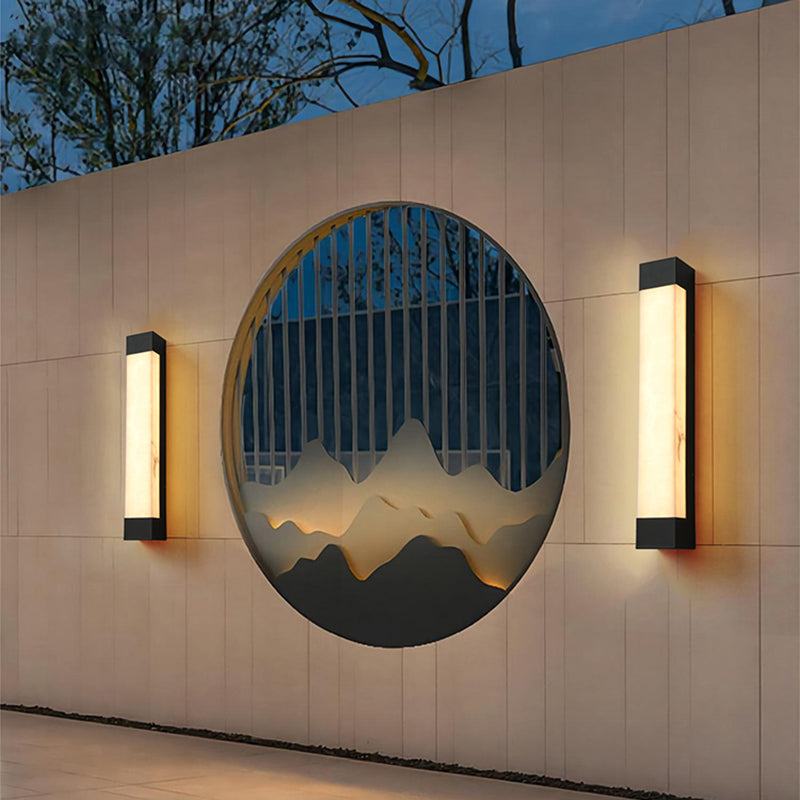 Rectangle Shade Wall Sconce Contemporary Outdoor Wall Light Fixture for Courtyard