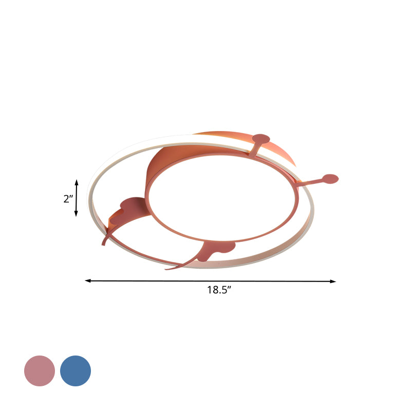 Contemporary Bee Acrylic Ceiling Lamp LED Flush Mount Spotlight in Pink/Blue for Bedroom