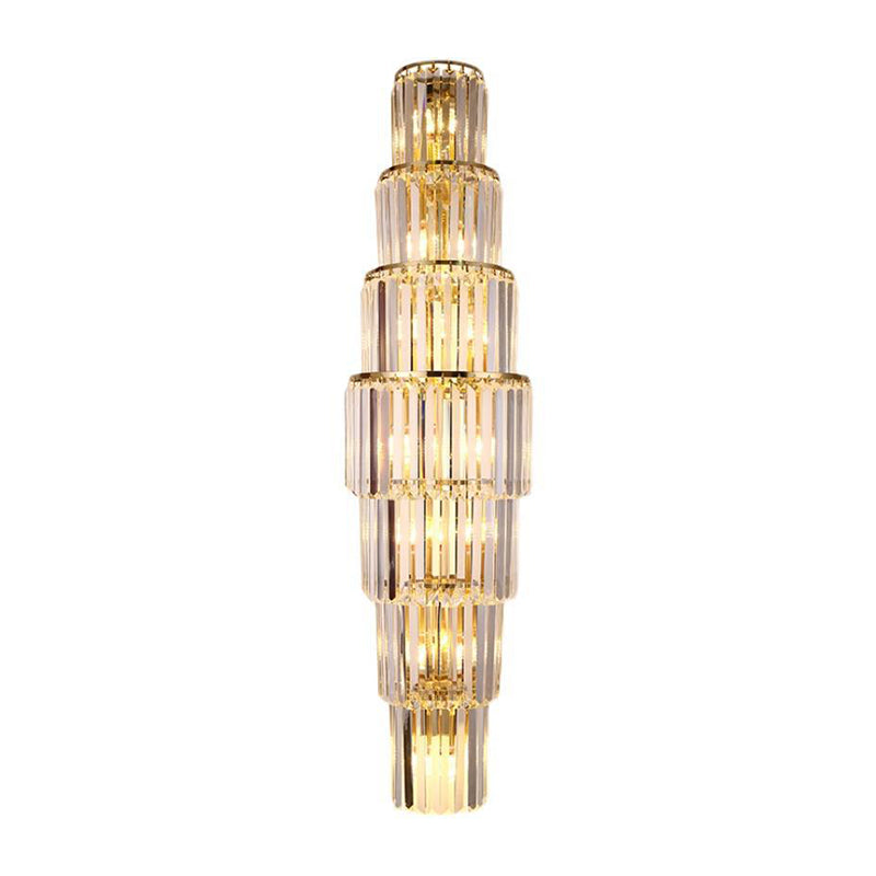 Contemporary 5/7-Light Golden Wall Mounted Sconce Crystal Shaded Wall Light
