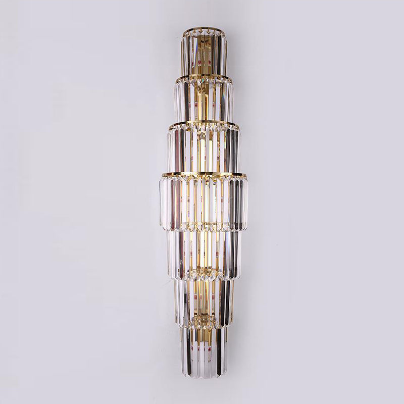 Contemporary 5/7-Light Golden Wall Mounted Sconce Crystal Shaded Wall Light