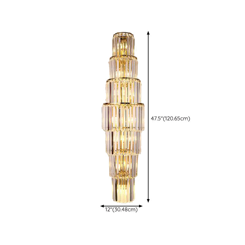 Contemporary 5/7-Light Golden Wall Mounted Sconce Crystal Shaded Wall Light