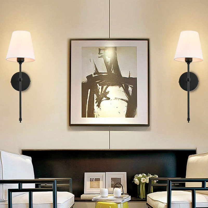 Post Modern Bathroom Vanity Lighting 1 - Light Iron & Fabric Bath Sconce