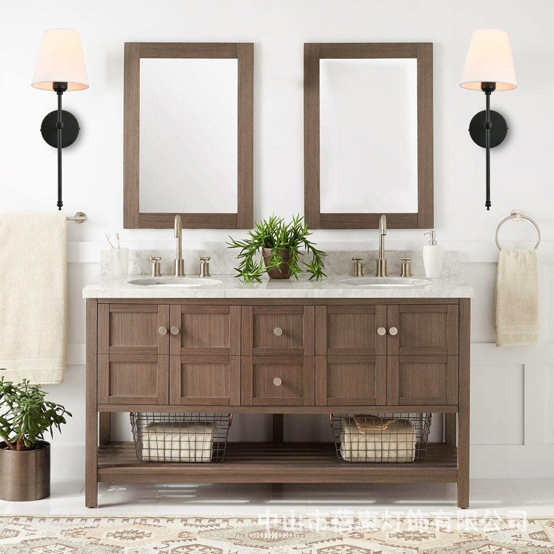 Post Modern Bathroom Vanity Lighting 1 - Light Iron & Fabric Bath Sconce