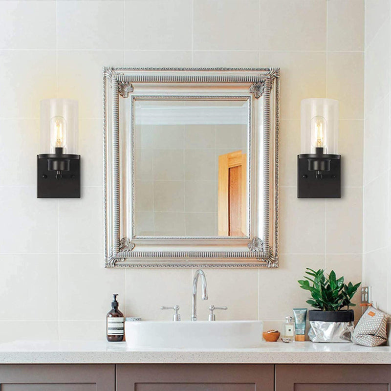 Traditional Bathroom Vanity Lighting 1 / 2 / 3 - Head Iron & Glass Bath Sconce