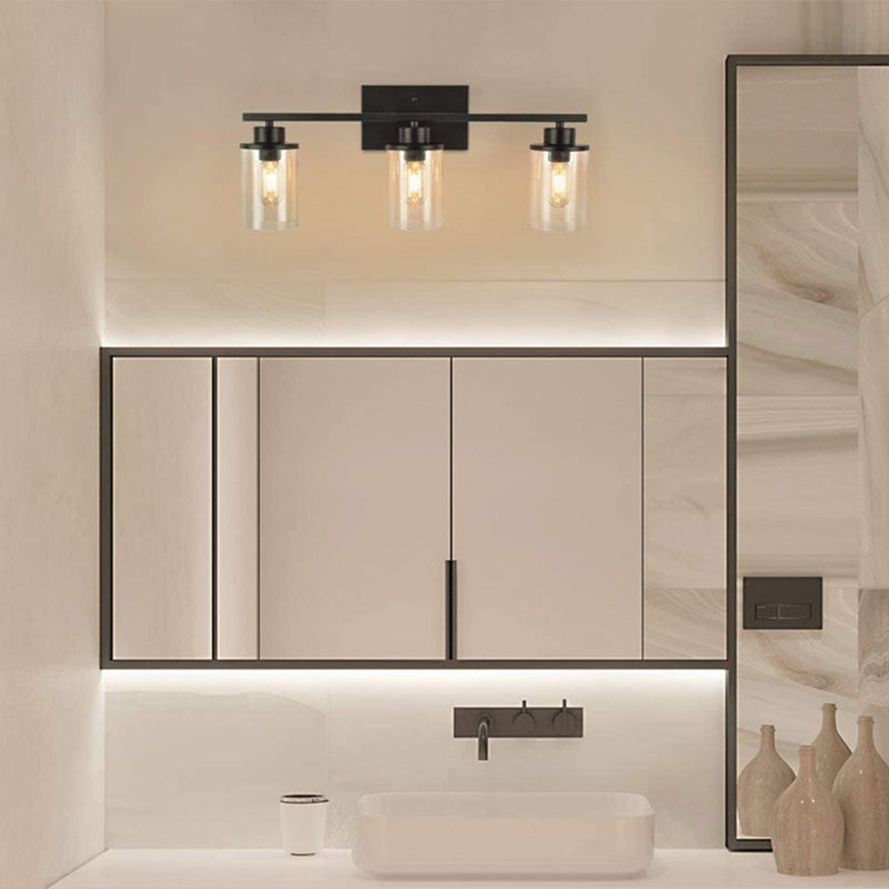 Traditional Bathroom Vanity Lighting 1 / 2 / 3 - Head Iron & Glass Bath Sconce