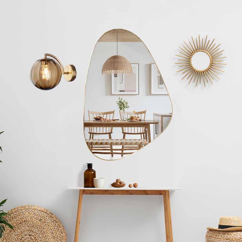 Metal Wall Sconce Ball Shape Modern Vanity Lamp with Glass Shade for Bathroom