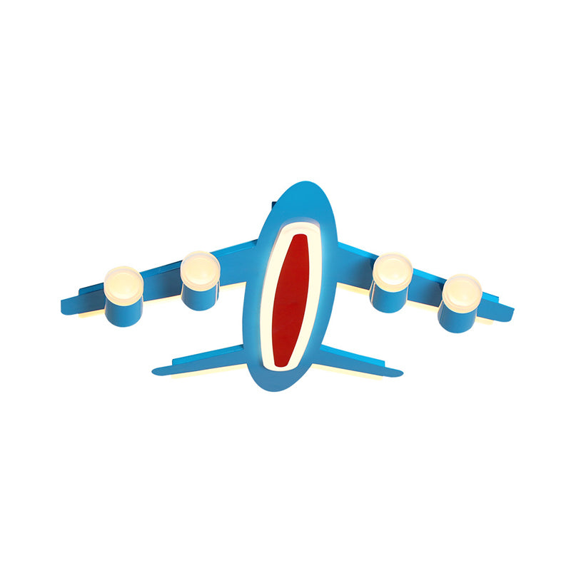 Plane Flush Mount Ceiling Light Creative Acrylic LED Blue Finish Lighting Fixture for Bedroom