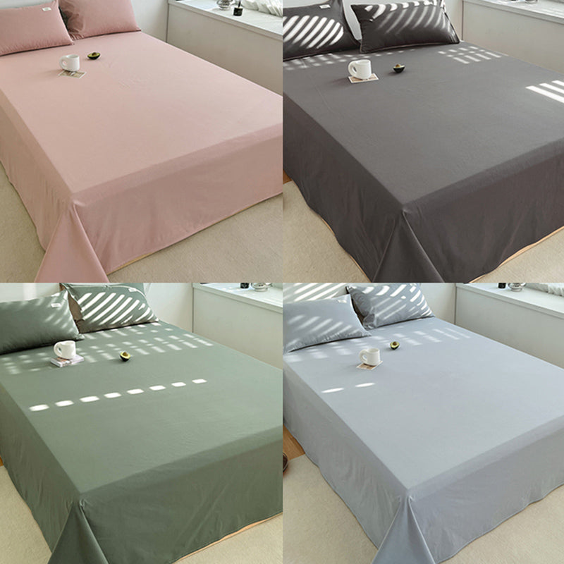 Pure Color Cotton Bed Sheet Breathable Twill Soft Fade Resistant