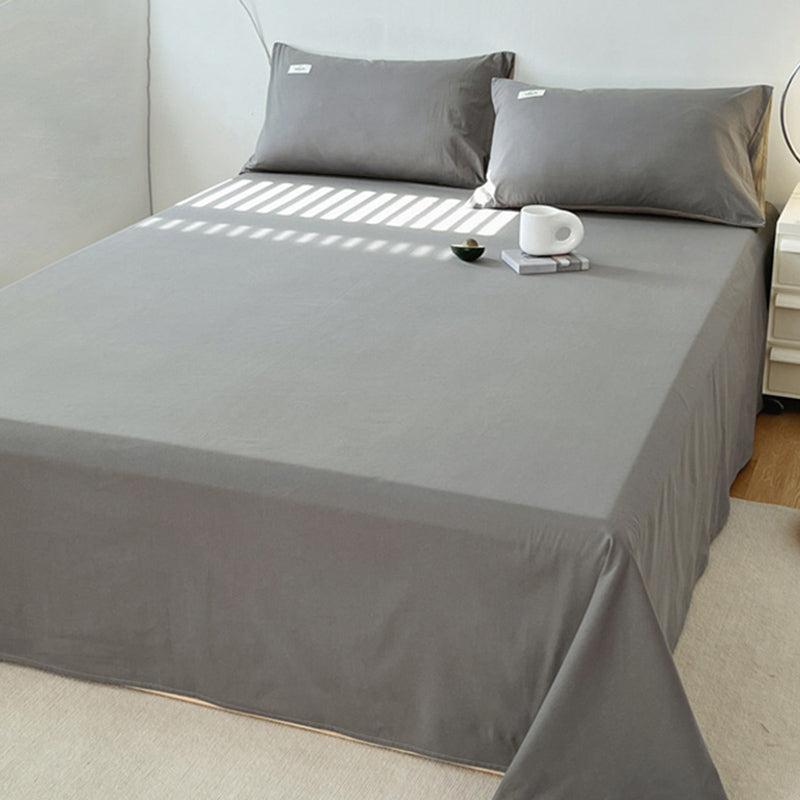 Pure Color Cotton Bed Sheet Breathable Twill Soft Fade Resistant