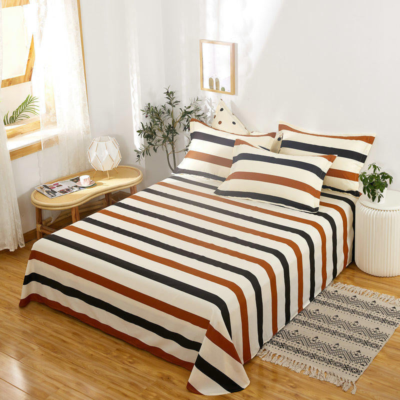 Sheet Sets Cotton Striped Breathable Wrinkle Resistant Ultra Soft Bed Sheet Set