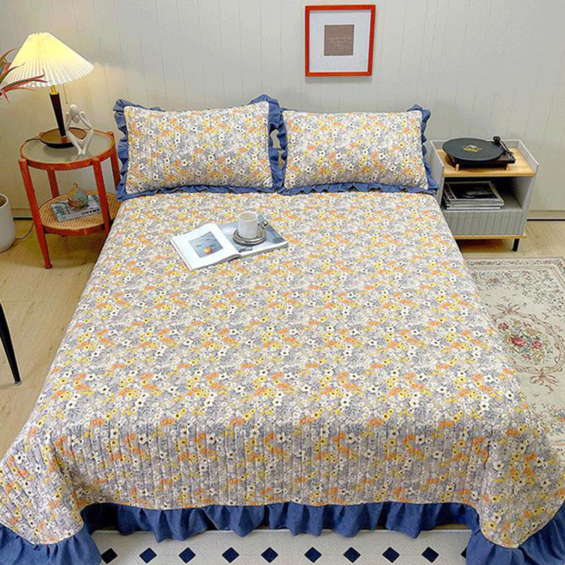 Floral Print Bed Sheet Set Modern Cotton Fitted Sheet for Bedroom