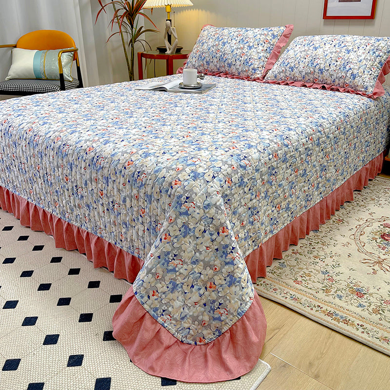 Floral Print Bed Sheet Set Modern Cotton Fitted Sheet for Bedroom