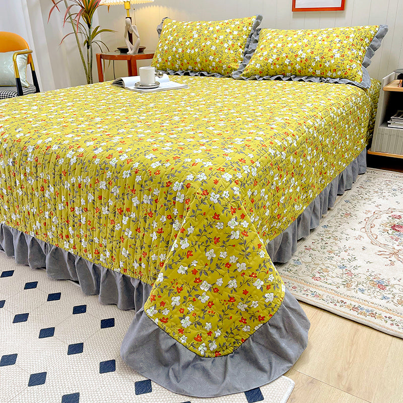 Floral Print Bed Sheet Set Modern Cotton Fitted Sheet for Bedroom