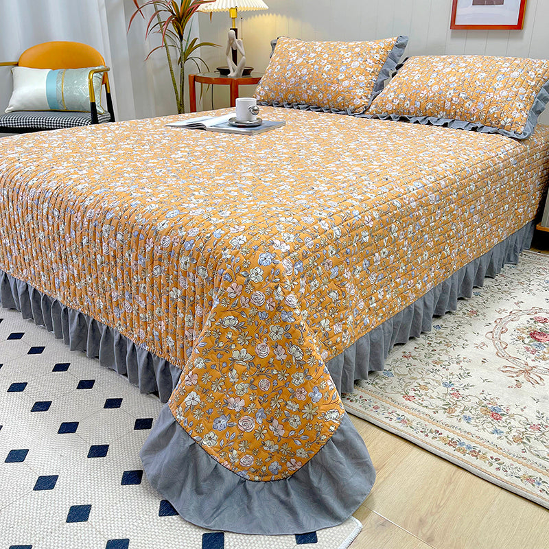 Floral Print Bed Sheet Set Modern Cotton Fitted Sheet for Bedroom