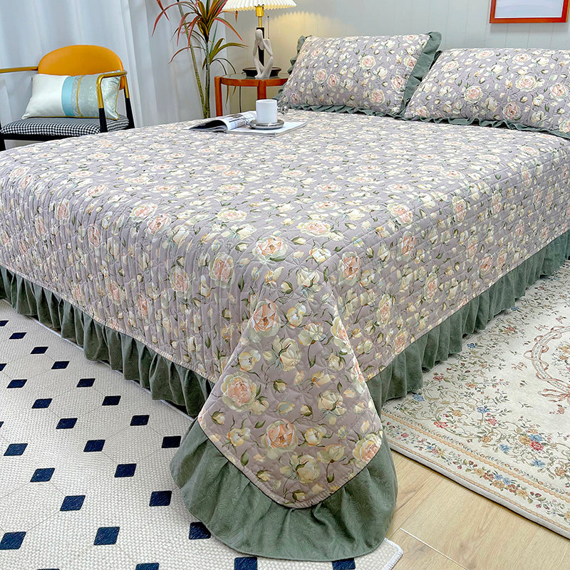 Floral Print Bed Sheet Set Modern Cotton Fitted Sheet for Bedroom