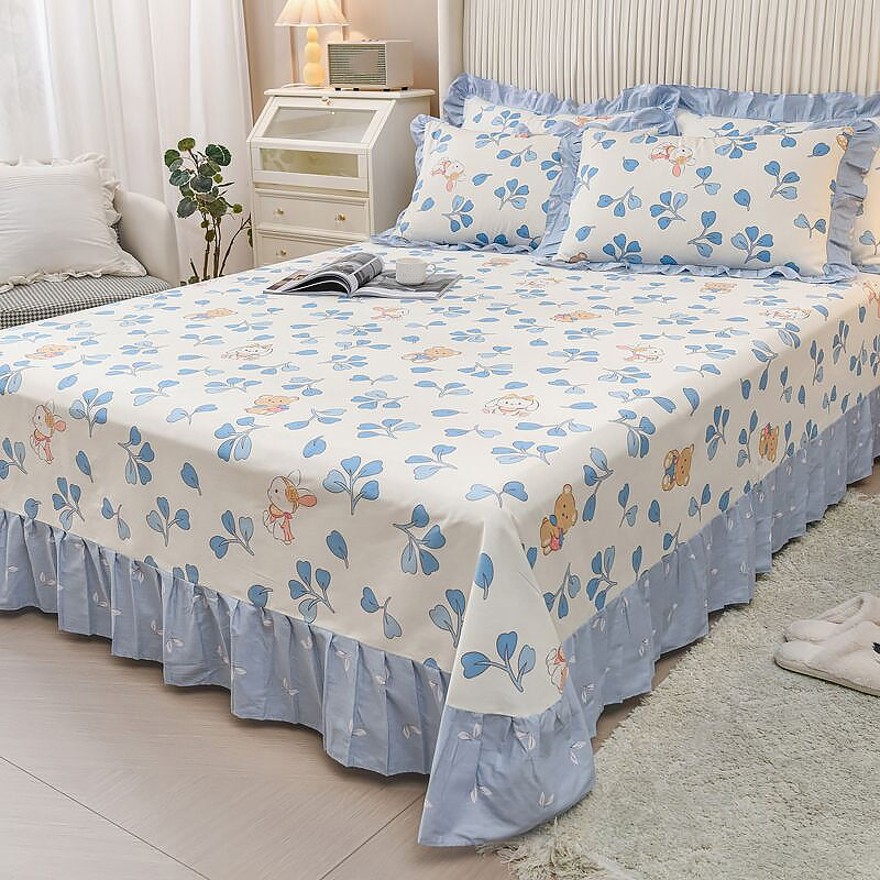 Sheet Set Cotton Floral Printed Ultra Soft Wrinkle Resistant Breathable Bed Sheet Set