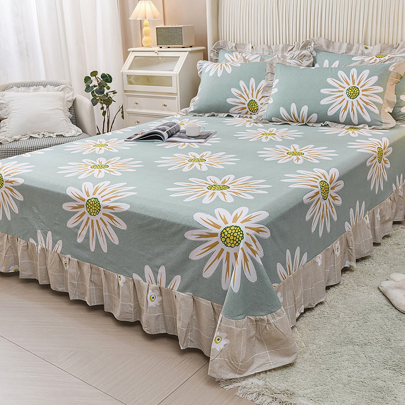 Sheet Set Cotton Floral Printed Ultra Soft Wrinkle Resistant Breathable Bed Sheet Set