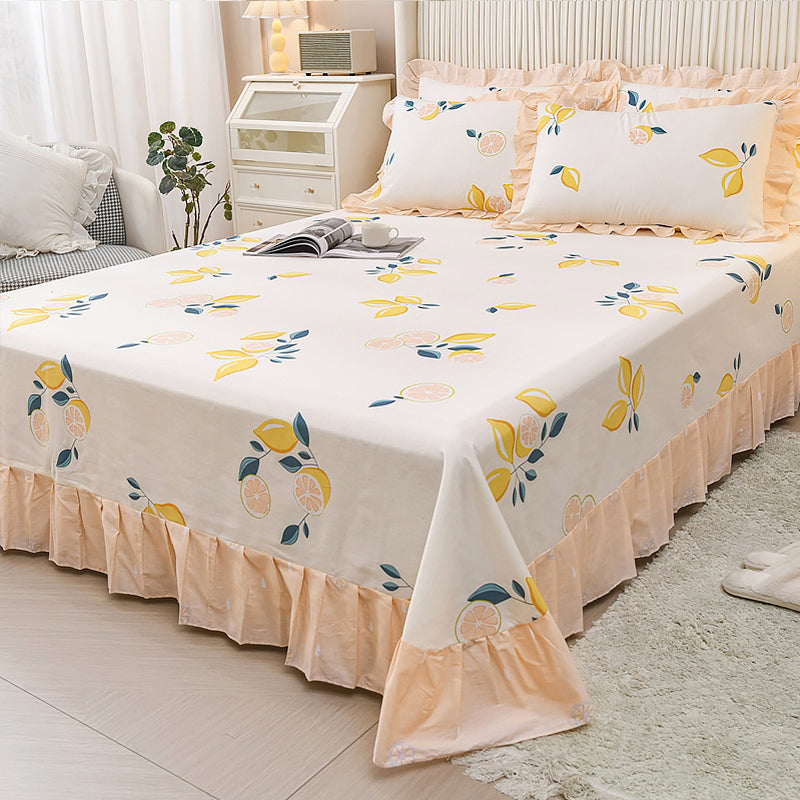 Sheet Set Cotton Floral Printed Ultra Soft Wrinkle Resistant Breathable Bed Sheet Set