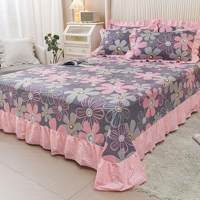 Sheet Set Cotton Floral Printed Ultra Soft Wrinkle Resistant Breathable Bed Sheet Set