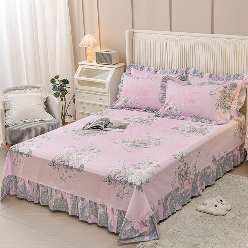 Sheet Set Cotton Floral Printed Ultra Soft Wrinkle Resistant Breathable Bed Sheet Set