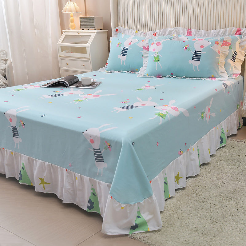 Sheet Set Cotton Floral Printed Ultra Soft Wrinkle Resistant Breathable Bed Sheet Set