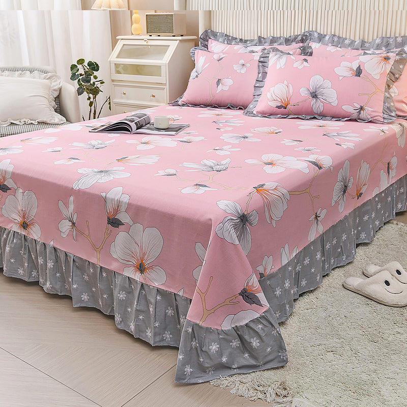 Sheet Set Cotton Floral Printed Ultra Soft Wrinkle Resistant Breathable Bed Sheet Set