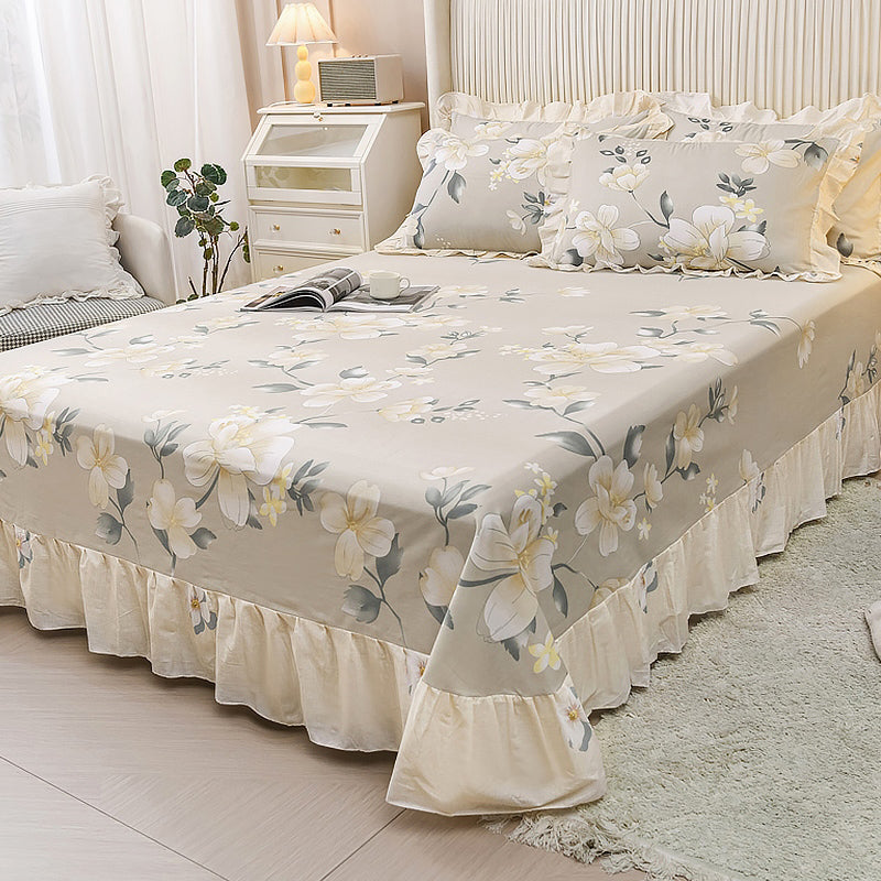 Sheet Set Cotton Floral Printed Ultra Soft Wrinkle Resistant Breathable Bed Sheet Set