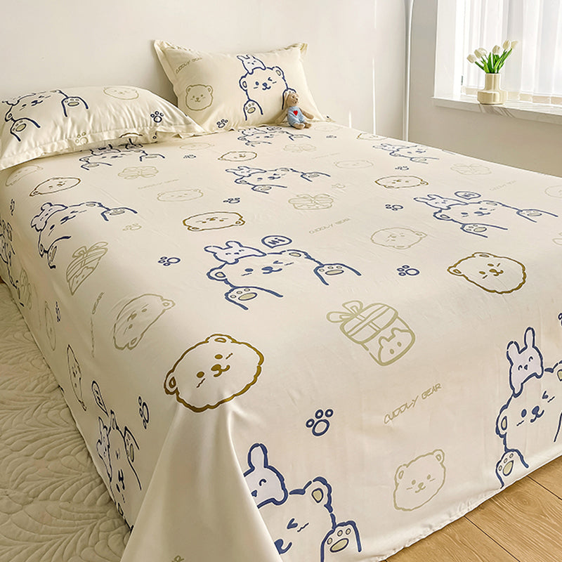 Sheet Sets Cotton Cartoon Printed Ultra Soft Breathable Wrinkle Resistant Bed Sheet Set