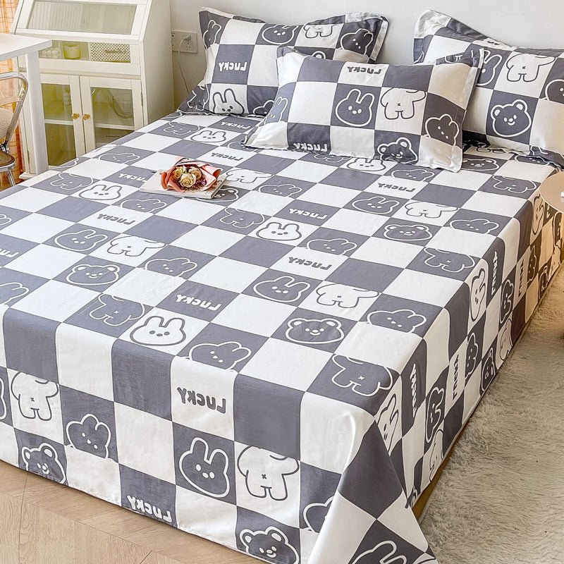 Sheet Sets Cotton Cartoon Printed Ultra Soft Breathable Wrinkle Resistant Bed Sheet Set