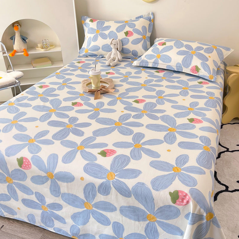 Sheet Sets Cotton Cartoon Printed Ultra Soft Breathable Wrinkle Resistant Bed Sheet Set