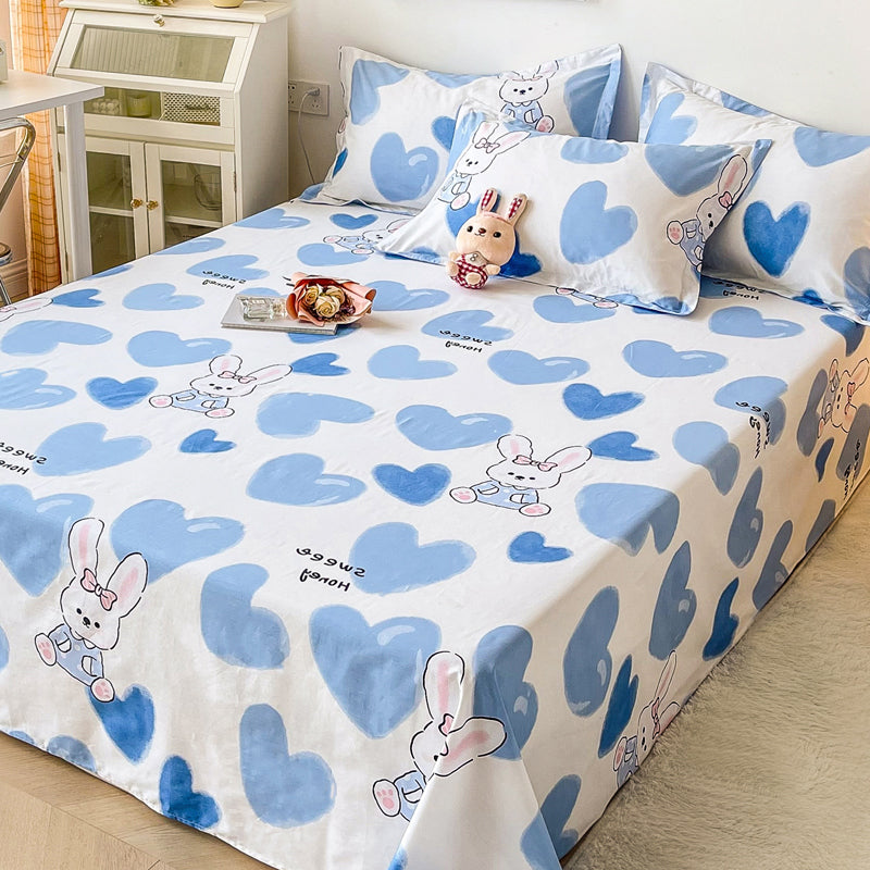 Sheet Sets Cotton Cartoon Printed Ultra Soft Breathable Wrinkle Resistant Bed Sheet Set
