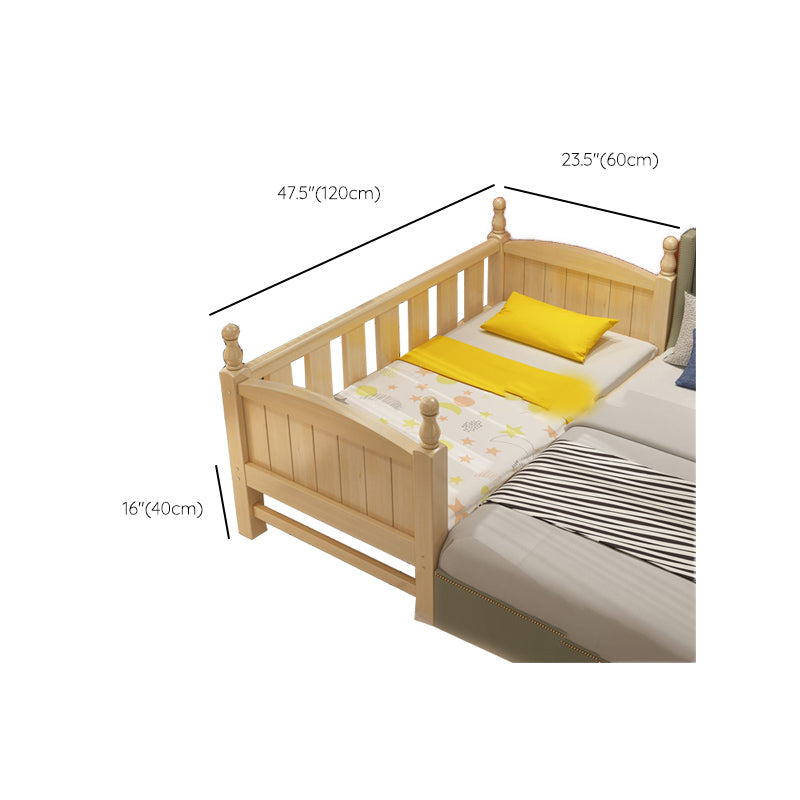 Contemporary Washed Natural Nursery Bed Solid Wood with Guardrail