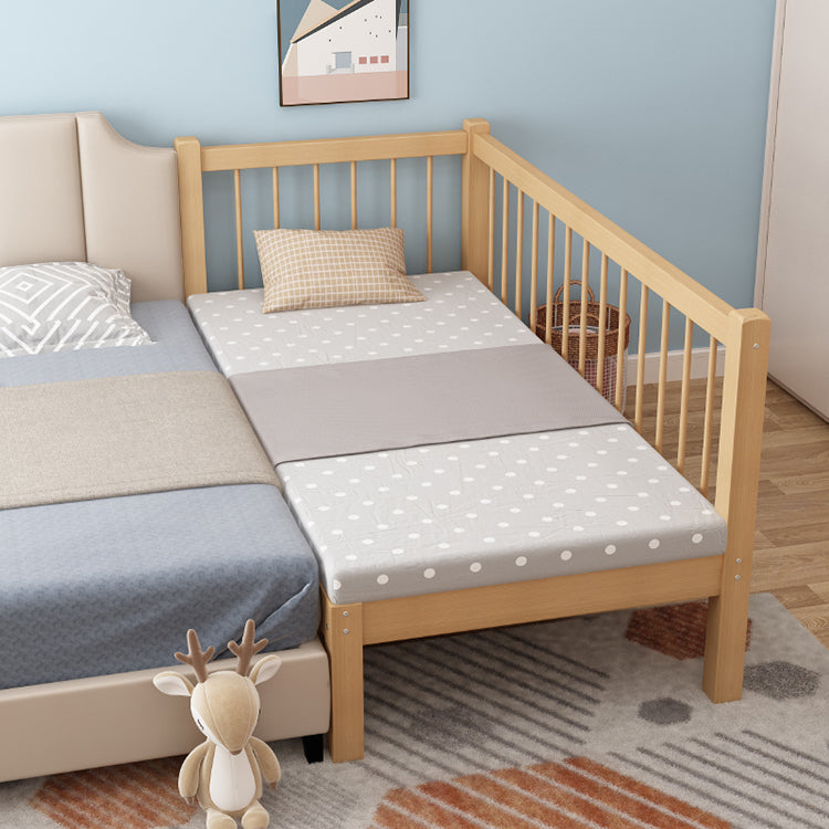 Farmhouse Beech Nursery Bed Solid Wood Baby Crib with Guardrails and Mattress