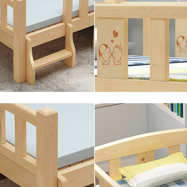 Glam Style Solid Wood Nursery Bed with Mattress and Guardrail