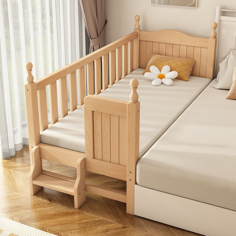 Washed Natural Wood Nursery Bed Modern Nursery Crib with Guardrail