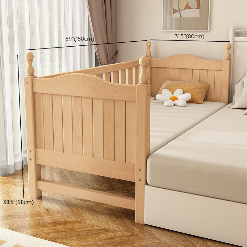 Washed Natural Wood Nursery Bed Modern Nursery Crib with Guardrail