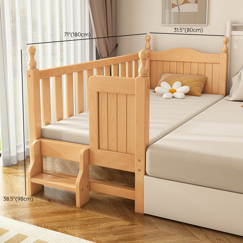 Washed Natural Wood Nursery Bed Modern Nursery Crib with Guardrail