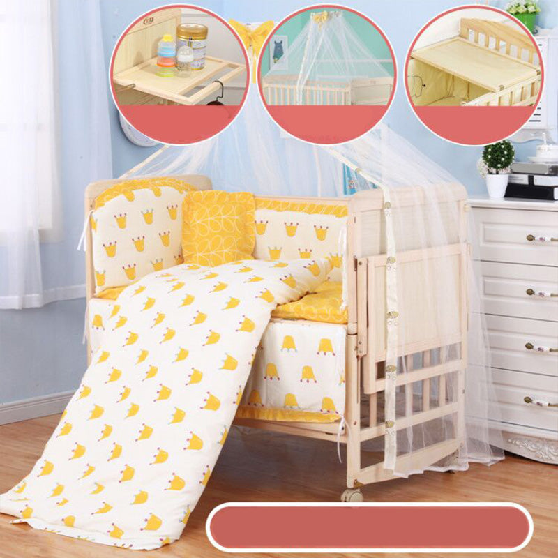 Washed Natural Pine Nursery Bed Modern Nursery Crib with Mattress