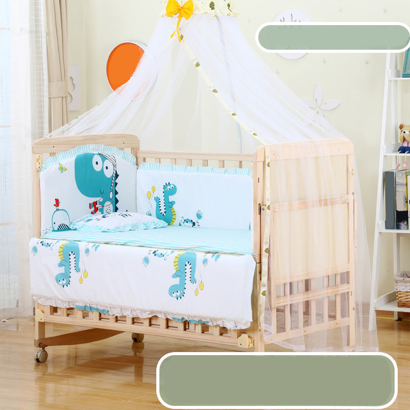 Washed Natural Pine Nursery Bed Modern Nursery Crib with Mattress