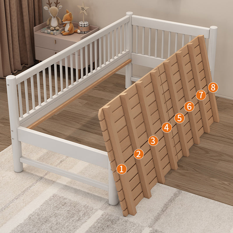 White Baby Crib Scandinavian Beech Nursery Crib with Guardrails
