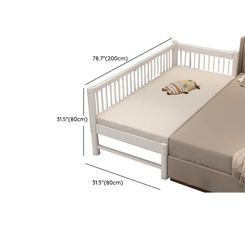 White Baby Crib Scandinavian Beech Nursery Crib with Guardrails